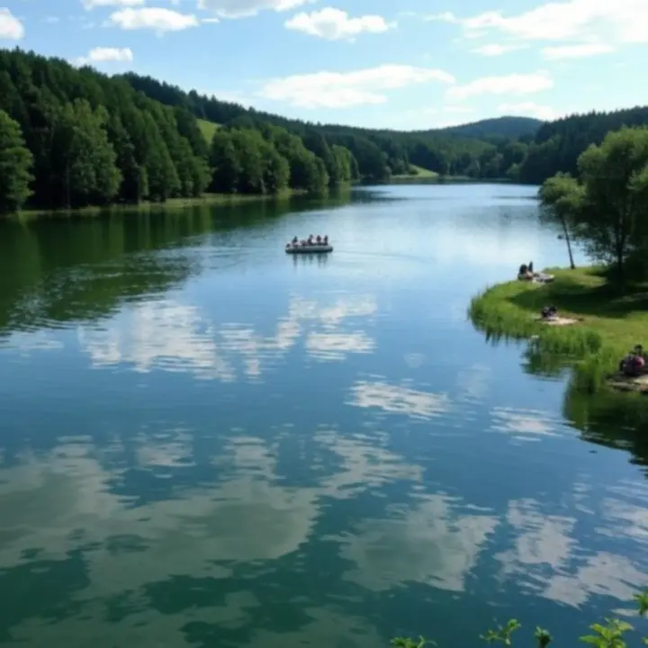 Malownicze jeziora Mazur o zachodzie słońca