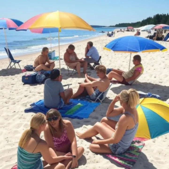 Szeroka, słoneczna plaża nad Bałtykiem z delikatnymi falami