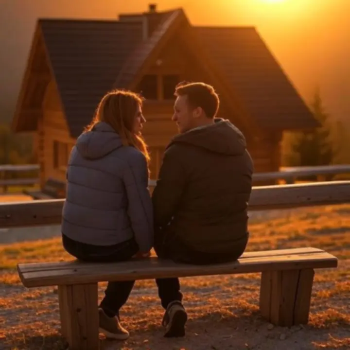 Para na romantycznym wyjeździe w Zakopanem z widokiem na Tatry